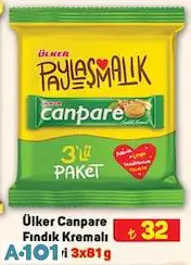 ÜLKER CANPARE FINDIK KREMALI BİSKÜVİ 3X81 G